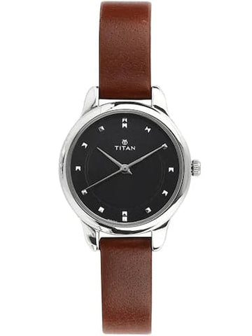 Titan Work Wear Black Dial Leather Strap Women's Watch NP2481SL07 - Kamal Watch Company