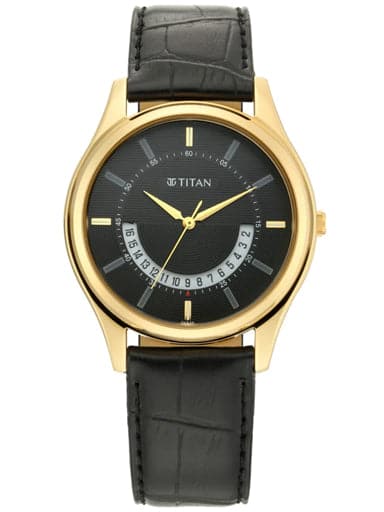 TITAN Lagan - Black Dial Leather Strap NP1713YL01 - Kamal Watch Company