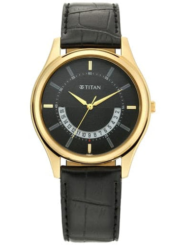 TITAN Lagan - Black Dial Leather Strap NP1713YL01 - Kamal Watch Company