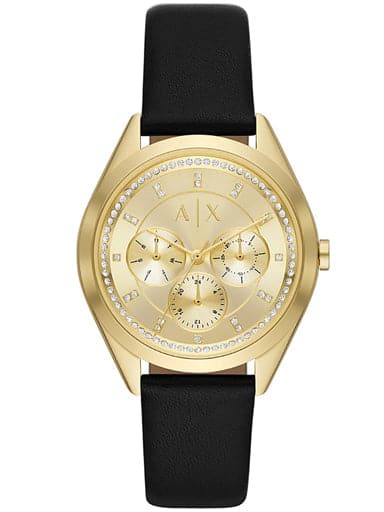 Armani Exchange Multifunction Black Leather Watch AX5656I - Kamal Watch Company