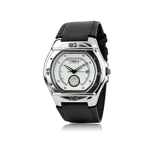 Timex El00 Leather Fashion Analog Silver Dial Men Watch