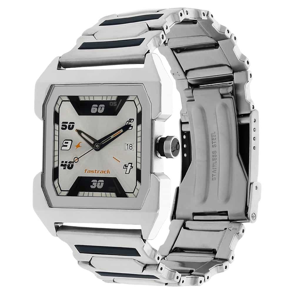 NR1474SM01 SILVER DIAL SILVER STAINLESS STEEL STRAP WATCH - Kamal Watch Company