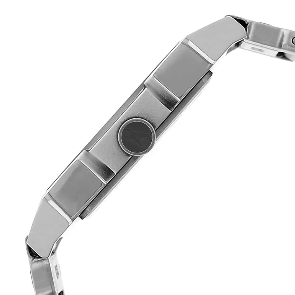 NR1474SM02 BLACK DIAL SILVER STAINLESS STEEL STRAP WATCH - Kamal Watch Company