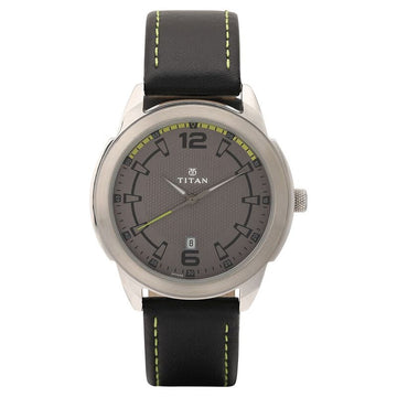 NM1585SL10 Titan Analog Anthracite Dial Date Leather Strap watch for Men