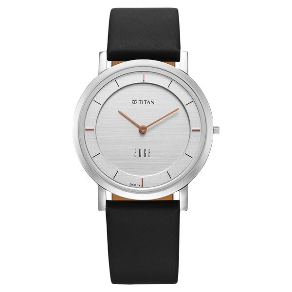 Titan Edge Quartz Analog White Dial Blue Leather Strap Watch For Men