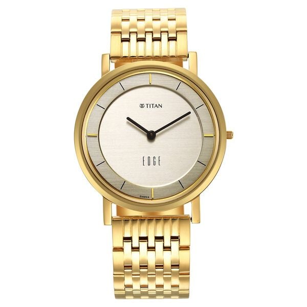 TITAN Edge Metal Yellow Dial Stainless Steel Strap Watch Men
