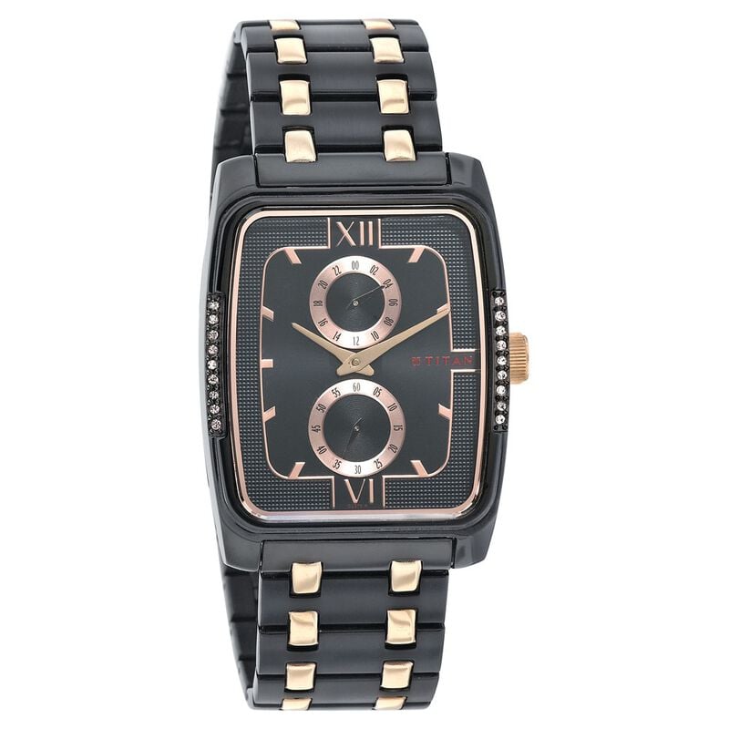 1600KM02 Titan Quartz Analog Black Dial Watch for Men