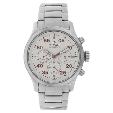1634SM02 Titan Quartz Chronograph Silver Dial Stainless Steel Strap Watch for Men