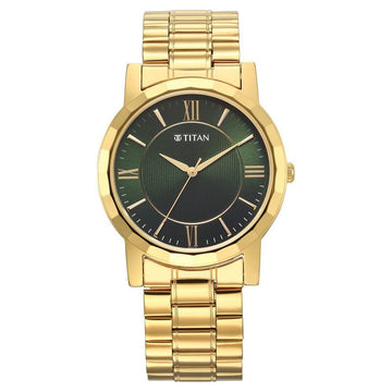1644YM05 Titan Karishma Zing Quartz Analog Green Dial Stainless Steel Strap Watch for Men