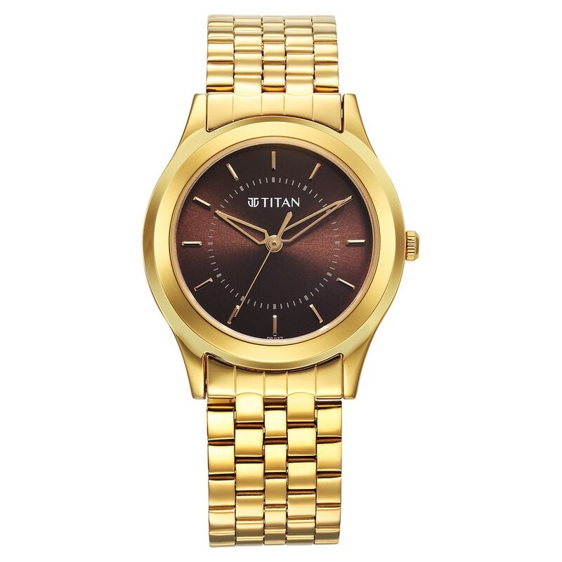 1648YM06 Titan Karishma Zing Quartz Analog Brown Dial Stainless Steel Strap Watch for Men