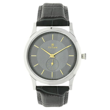 1674SL01 Titan Quartz Analog Grey Dial Leather Strap Watch for Men