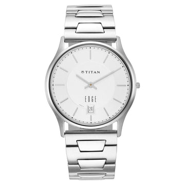 NR1683SM01 Titan Quartz Analog with Date Silver Dial Stainless Steel Strap Watch for Men