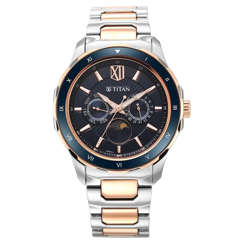 Titan Regalia Premium Blue Dial Quartz Multifunction Stainless Steel Strap watch for Men