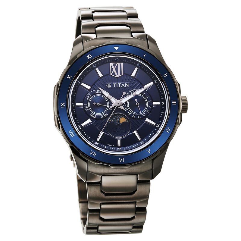 1688KM07 Titan Regalia Premium Blue Dial Stainless Steel Strap Watch for Men
