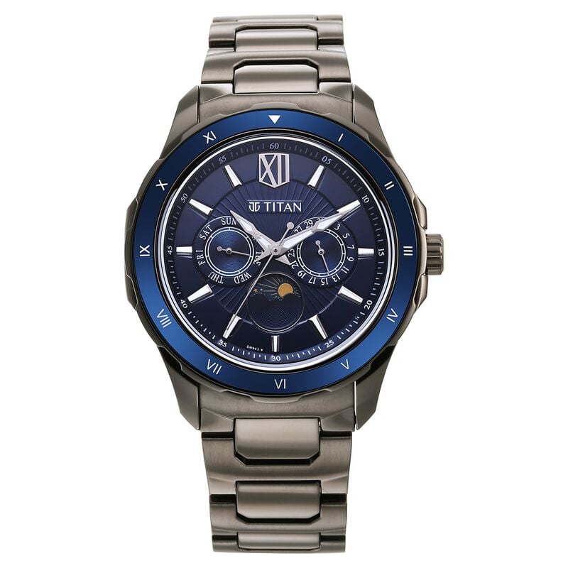 1688KM07 Titan Regalia Premium Blue Dial Stainless Steel Strap Watch for Men