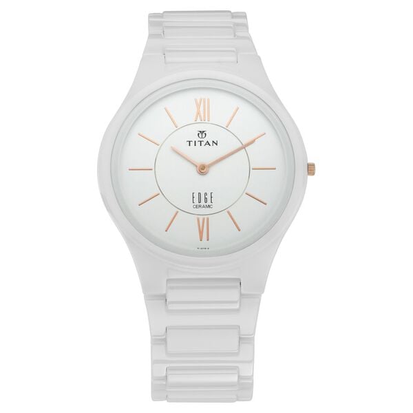 Titan Edge Ceramic Quartz in Arctic White Dial Watch for Men