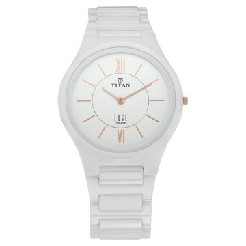 Titan Edge Ceramic Quartz in Arctic White Dial Watch for Men