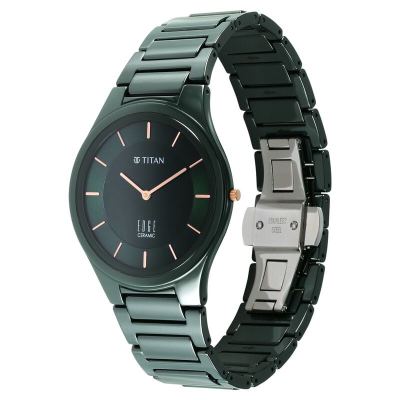 NR1696QC06 Titan Edge Ceramic Green Dial Analog Ceramic Strap watch for Men