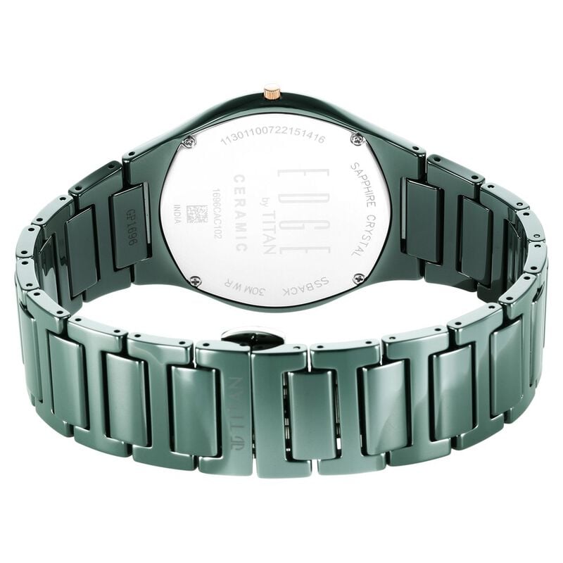 NR1696QC06 Titan Edge Ceramic Green Dial Analog Ceramic Strap watch for Men