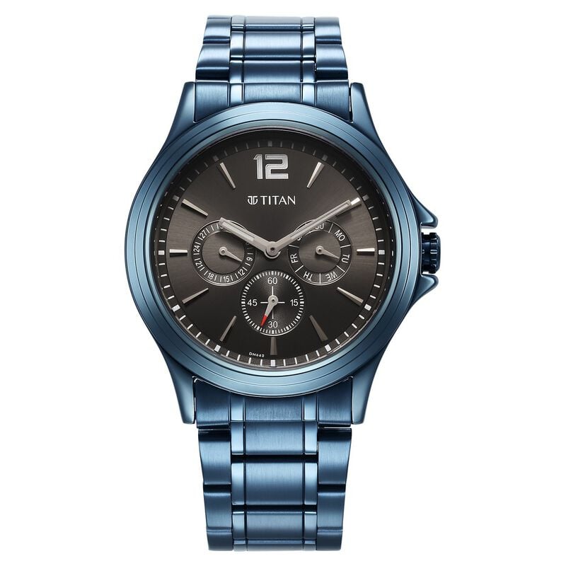 1698QM01 Titan Neo Splash Anthracite Dial Quartz Multifunction Stainless Steel Strap Watch for Men