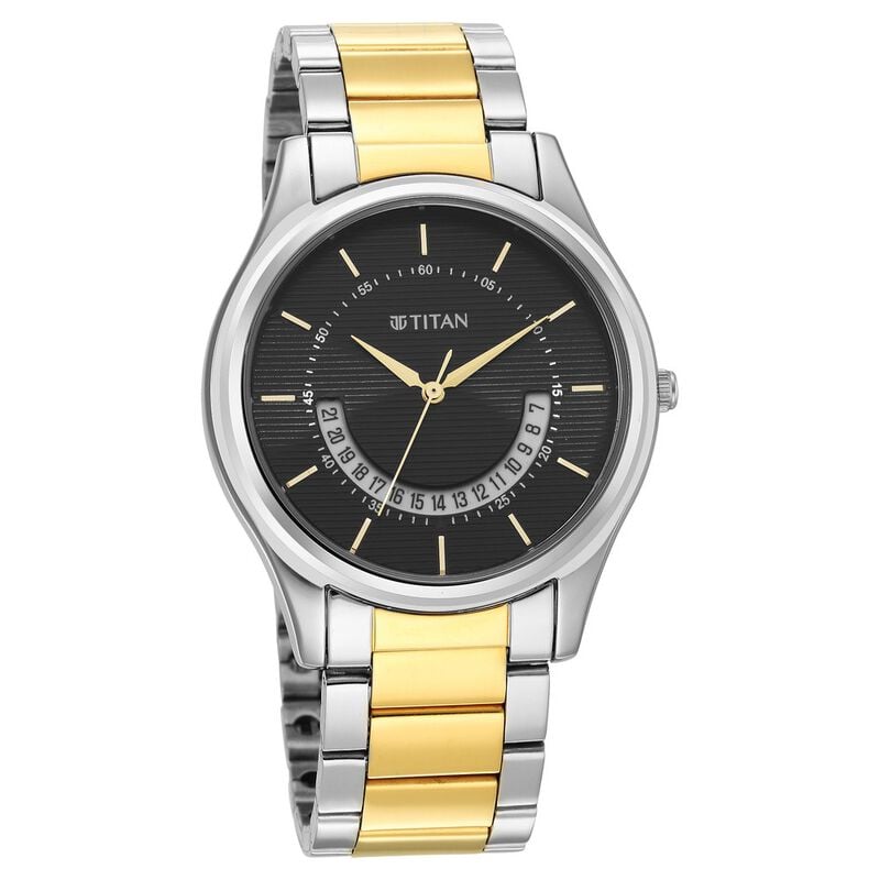 NR1713BM02 Titan Men's Multifunction Karishma: Two-Tone Steel Elegance Watch