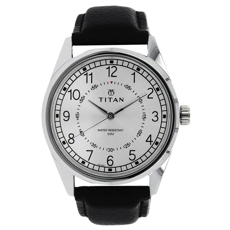 NL1729SL01 Titan Workwear Silver Dial Analog Leather Strap watch for Men