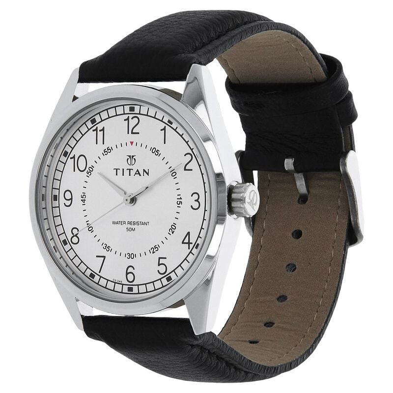 NL1729SL01 Titan Workwear Silver Dial Analog Leather Strap watch for Men