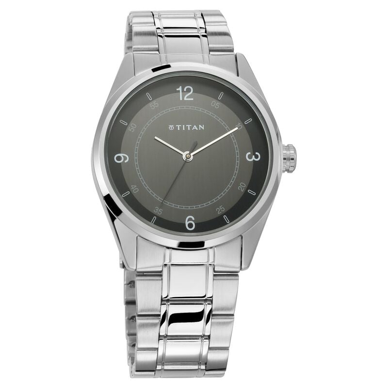 NR1729SM03 Titan Men's Eleganza Lumina Blue: Luminous Dial Watch with Sophisticated Link Metal Strap