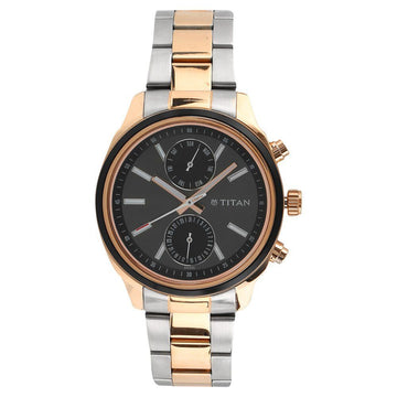 Titan NT1733KM03 Metropolitan Luxe Multifunction Black Dial Watch for Men