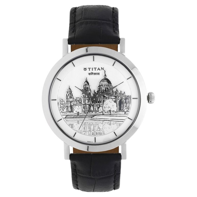 1740SL01 Titan Forever Kolkata Off White Dial Analog Leather Strap watch for Men