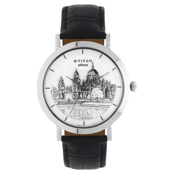 1740SL01 Titan Forever Kolkata Off White Dial Analog Leather Strap watch for Men