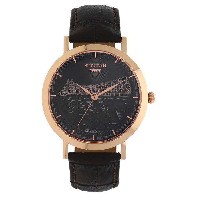 1740WL02 Titan Forever Kolkata Black Dial Analog Leather Strap watch for Men