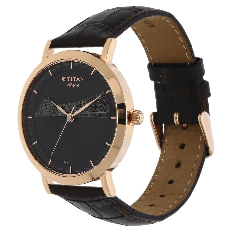 1740WL02 Titan Forever Kolkata Black Dial Analog Leather Strap watch for Men