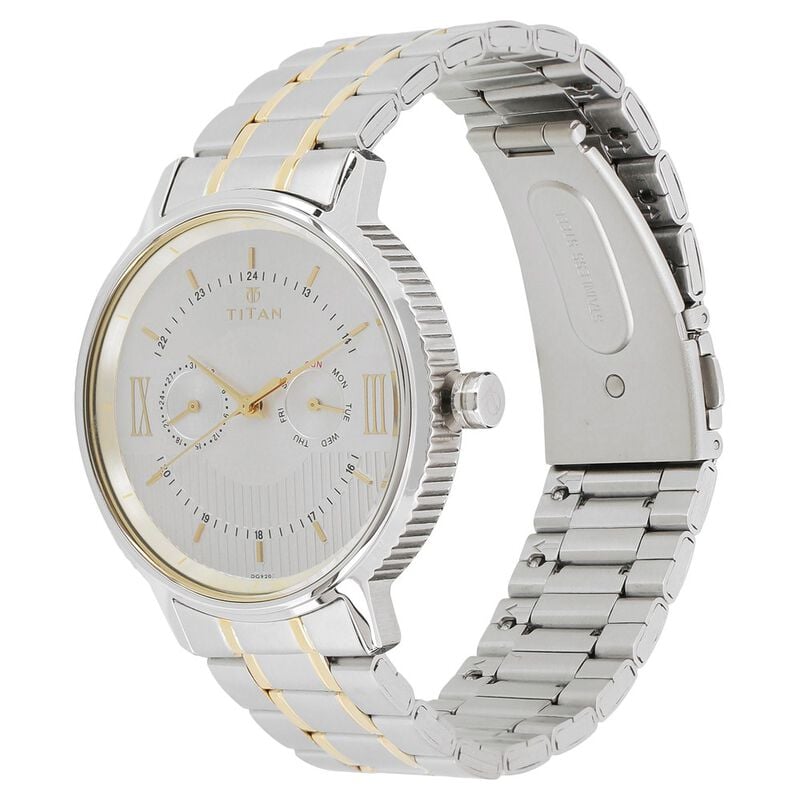 NR1743BM01 Titan Regalia Baron Silver Dial Analog with Day and Date Stainless Steel Strap watch for Men