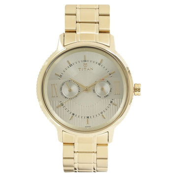 NN1743YM01 Titan Regalia Baron Champagne Dial Analog with Day and Date Stainless Steel Strap watch for Men