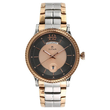 1751KM01 Titan Quartz Analog with Day and Date Multicoloured Dial Stainless Steel Strap Watch for Men