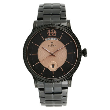 NN1751NM01 Titan Regalia Sovereign Quartz Analog with Day and Date Multicoloured Dial Stainless Steel Strap Watch for Men
