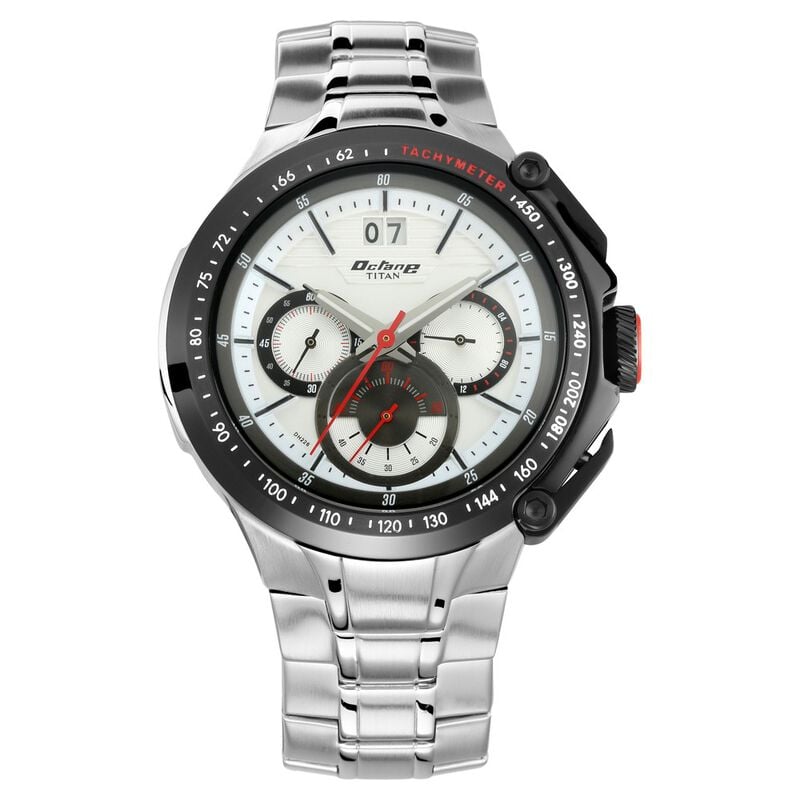1765KM01 Titan Octane White Chrono Stainless Strap watch for Men