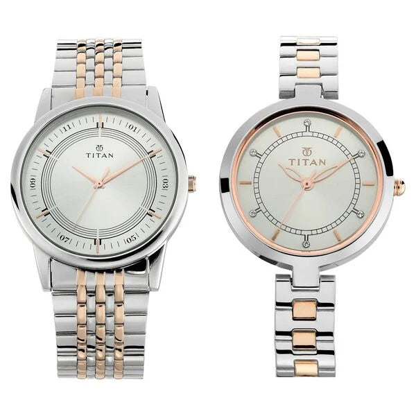 Titan NT17732603KM01 Bandhan Quartz Silver Dial Watch For Couple