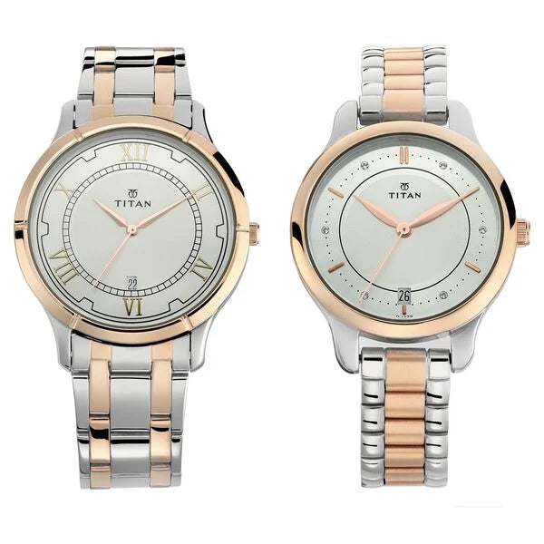 Titan NT17752481KM01 Titan Bandhan Silver Dial Watch For Couple