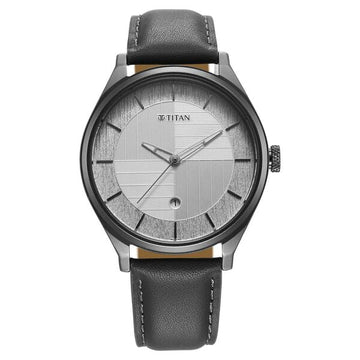 Titan Neo Economy Grey Leather Strap Watch For Men