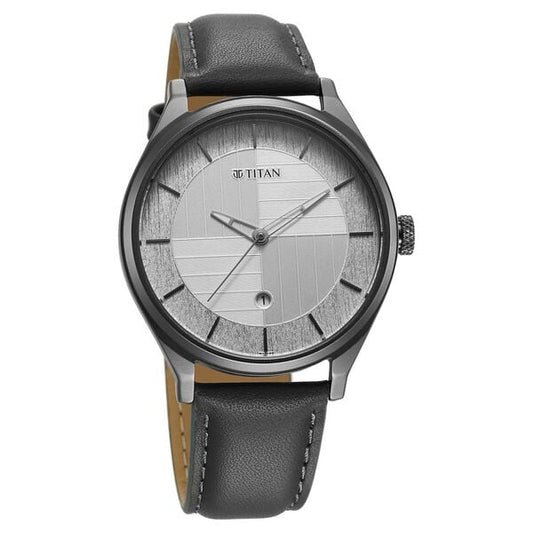Titan Neo Economy Grey Leather Strap Watch For Men