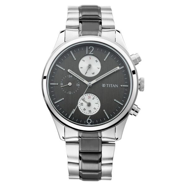 Titan Men's Metropolitan Charm: Men's Multifunctional Anthra Watch with Metallic Accents
