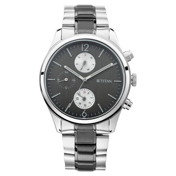 Titan Men's Metropolitan Charm: Men's Multifunctional Anthra Watch with Metallic Accents