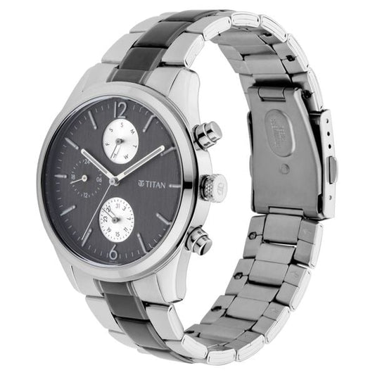 Titan Men's Metropolitan Charm: Men's Multifunctional Anthra Watch with Metallic Accents