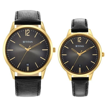Titan NS18062617YL01P Bandhan Anthracite Dial watch for Couple