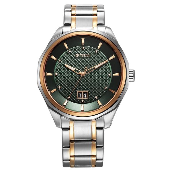 Titan Regalia Opulent Quartz Analog with Date Green Dial With Two Toned Stainless Steel Strap Watch For Men