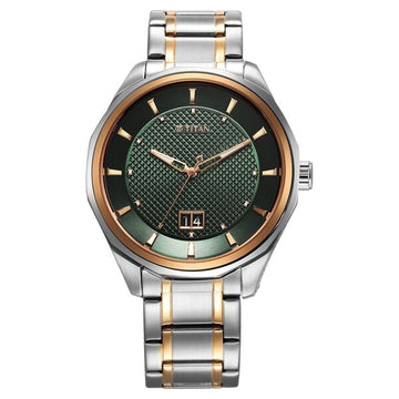 Titan Regalia Opulent Quartz Analog with Date Green Dial With Two Toned Stainless Steel Strap Watch For Men