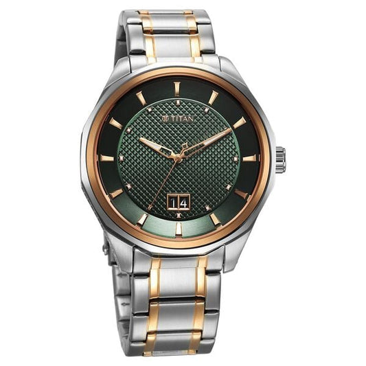 Titan Regalia Opulent Quartz Analog with Date Green Dial With Two Toned Stainless Steel Strap Watch For Men