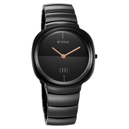NS1841NC01 Titan Edge Squircle Black Dial Analog Ceramic Strap watch for Men